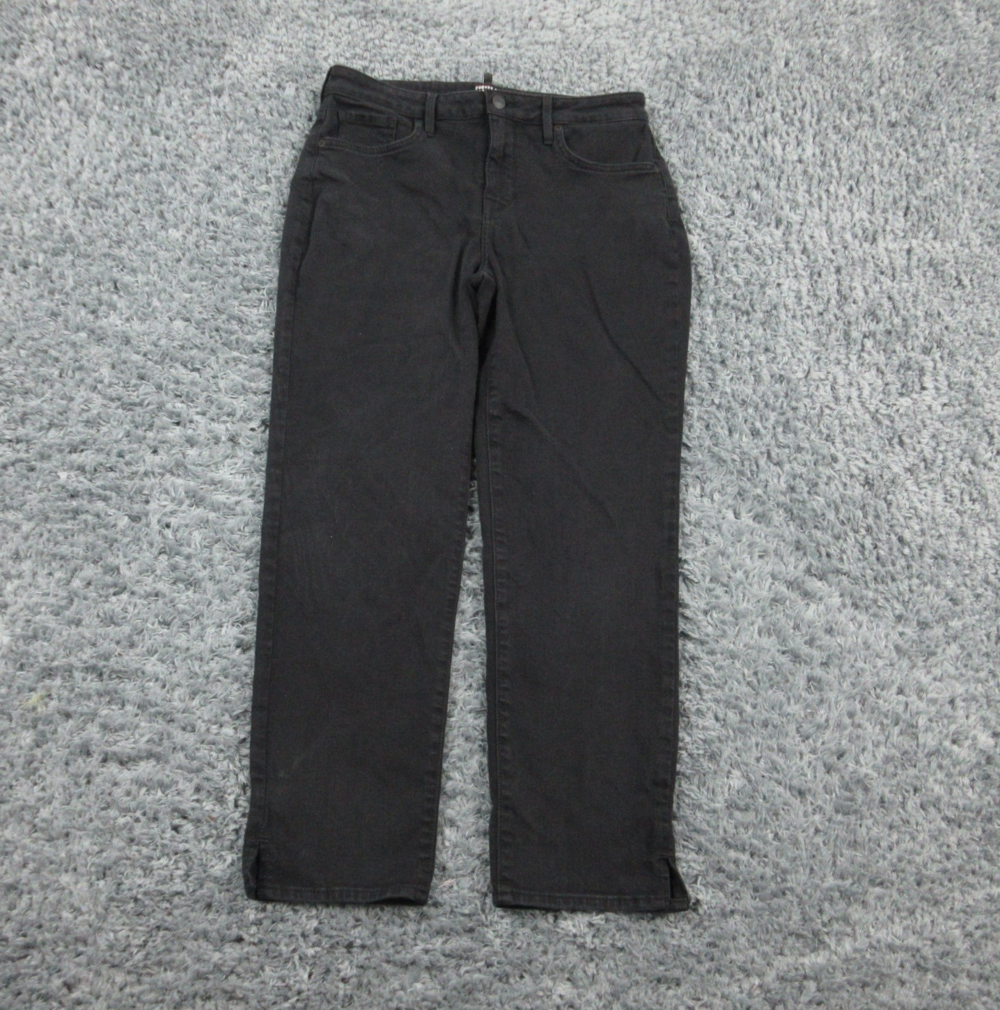 NYDJ Curves 360 Pants Womens 4 Black Straight Leg Stretch High Rise Jeans 30x26*